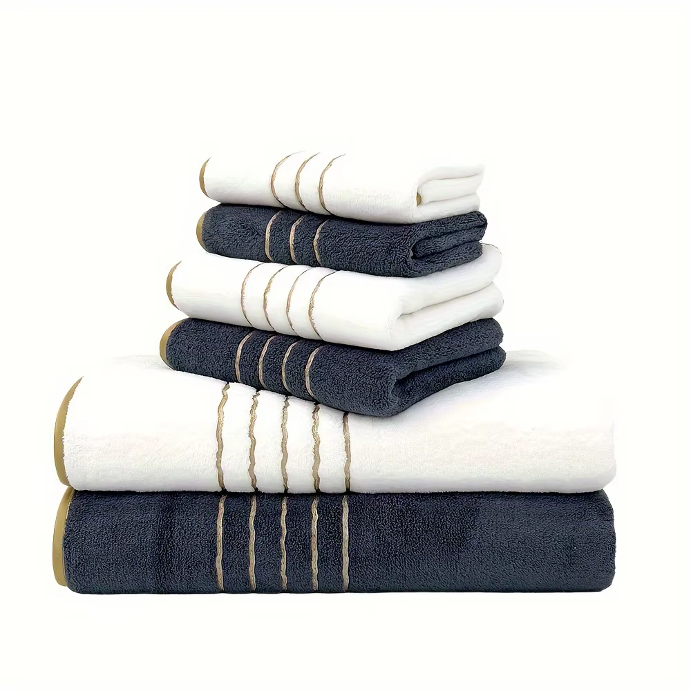 Ensemble de 6 serviettes de bain (2 serviettes de bain + 2 serviettes à main + 2 débarbouillettes) -