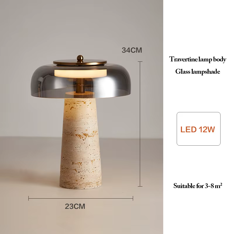 Lampe de Table en travertin en forme de champignon, moderne, pierre de grotte jaune naturelle, lampe