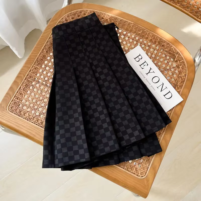 Femme doux Plaid a-ligne jupe printemps été femmes vêtements Style Preppy taille haute Jacquard jupe
