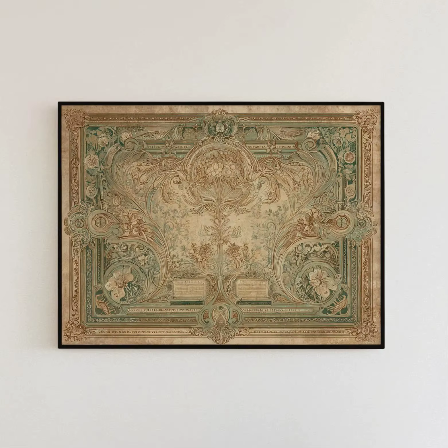 Tapisserie à motifs baroques vintage – Art sur toile horizontale surdimensionnée, décoration murale 