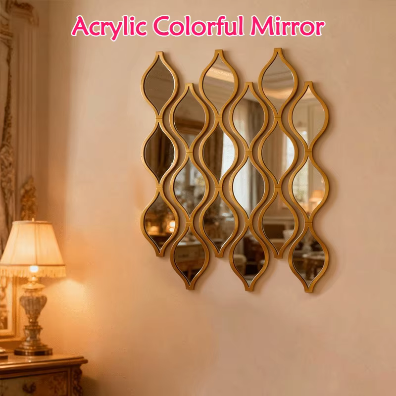 Miroir de salle de bain combiné en forme de larme, 12 pièces |   Miroir décoratif artistique doré po