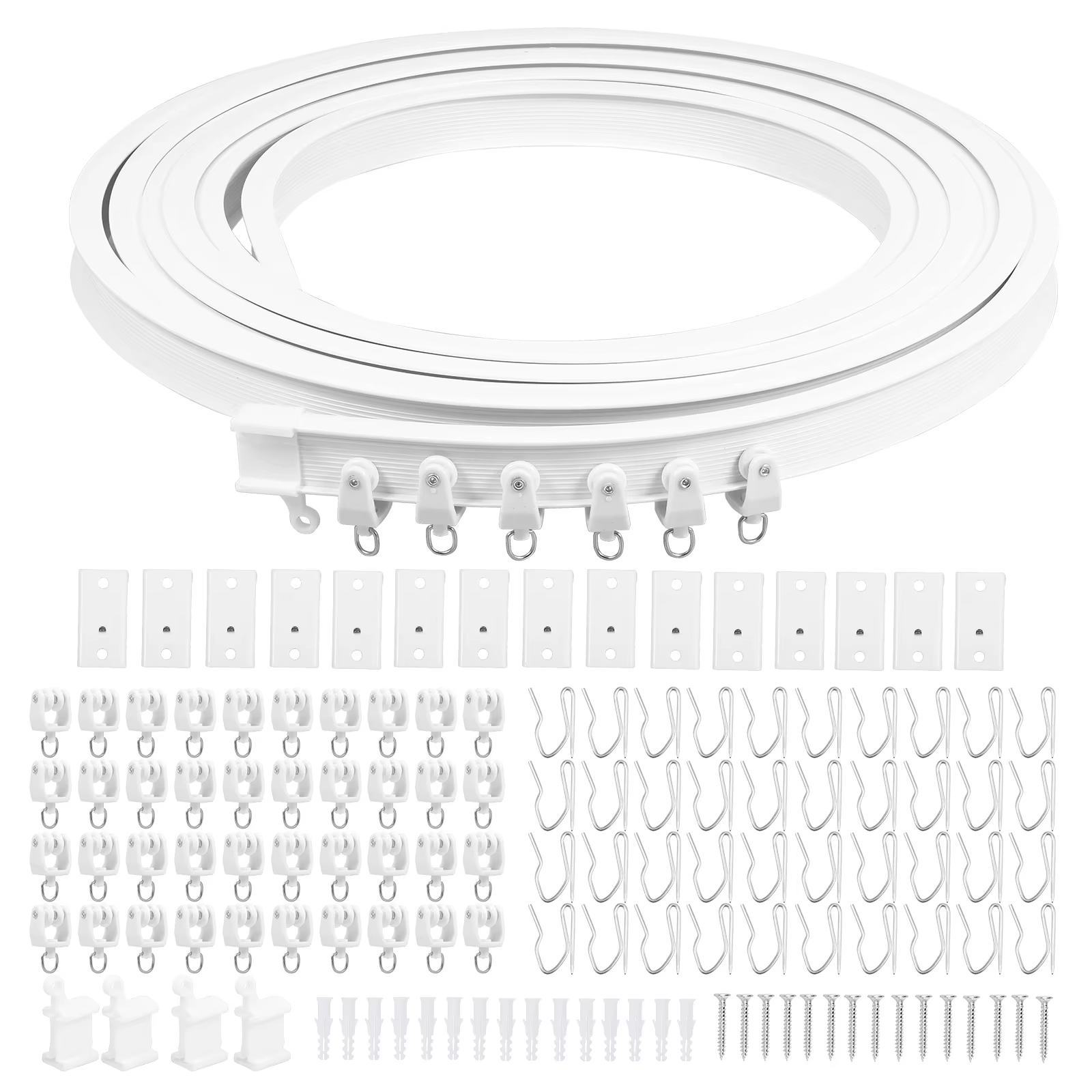 Rail de rideau mural de plafond Flexible de 16.4 pieds, Rail de séparation de pièce en plastique et 