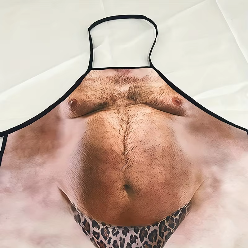Tablier de cuisine pour hommes imprimé ventre de bière – Matériau polyester, tissé, adapté au barbec