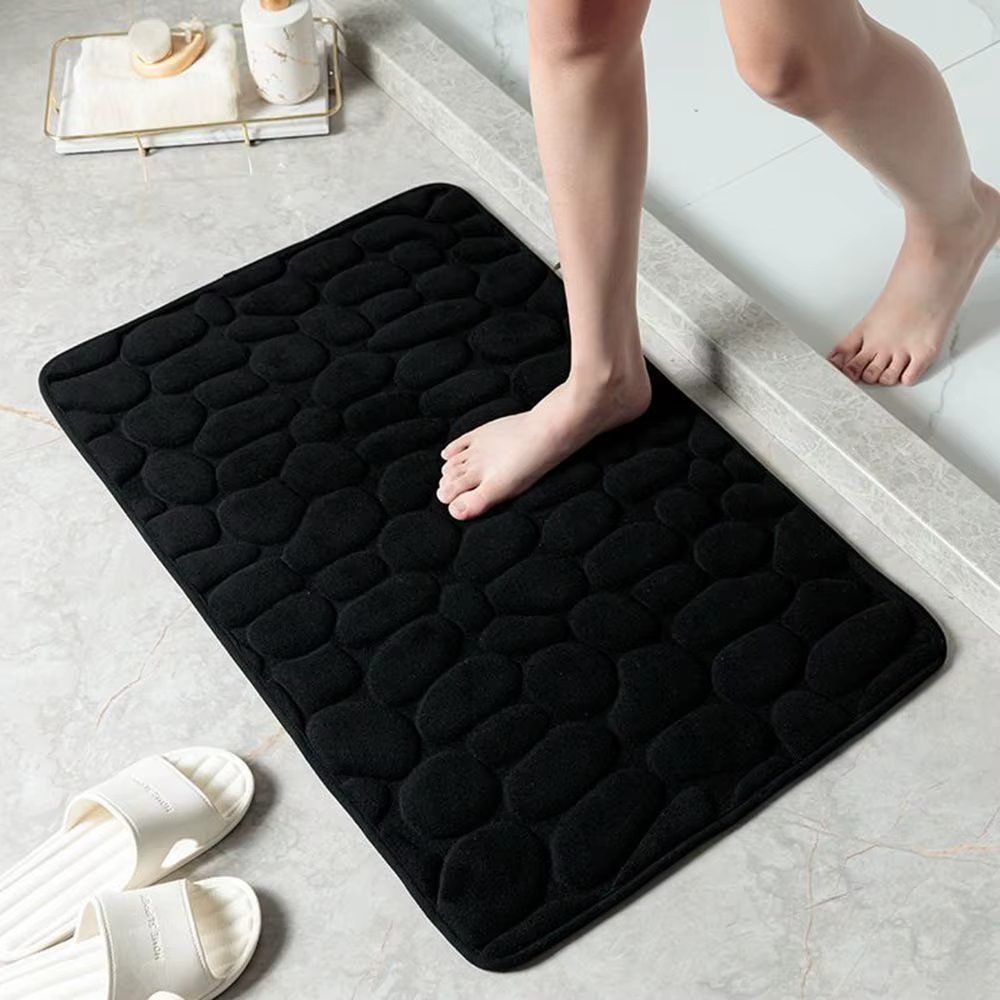 Tapis de bain en relief pavé pour la maison, antidérapant, Absorption d'eau, lavable, pour baignoire