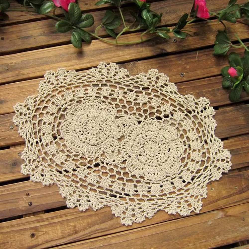 Nouveau Vintage crochet napperons ovale Shabby Chic Crochet Placemet à la main nappe