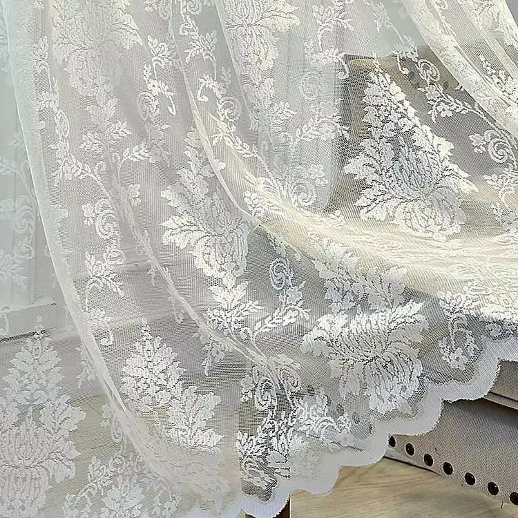 Rideaux en Tulle et dentelle blanche pour chambre à coucher, traitements de fenêtre floraux, Voile t