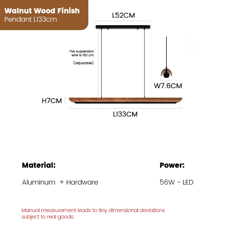 Lampes suspendues en bois, luminaires modernes, lumière linéaire longue LED pour table, îlot de cuis