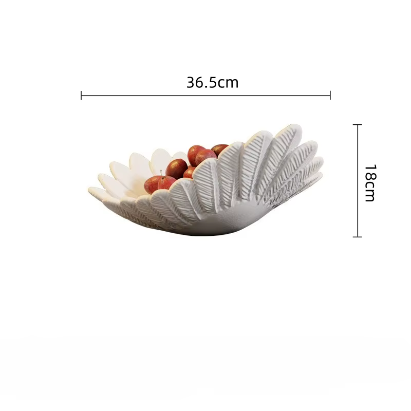Plateau en céramique géométrique en forme de plume, assiette à fruits, récipient de rangement de bur