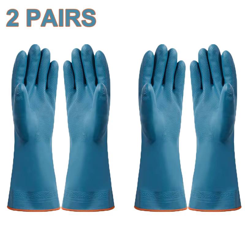 2/4 paires de gants imperméables avec polaire gants de nettoyage épais ménage salle de bain cuisine 