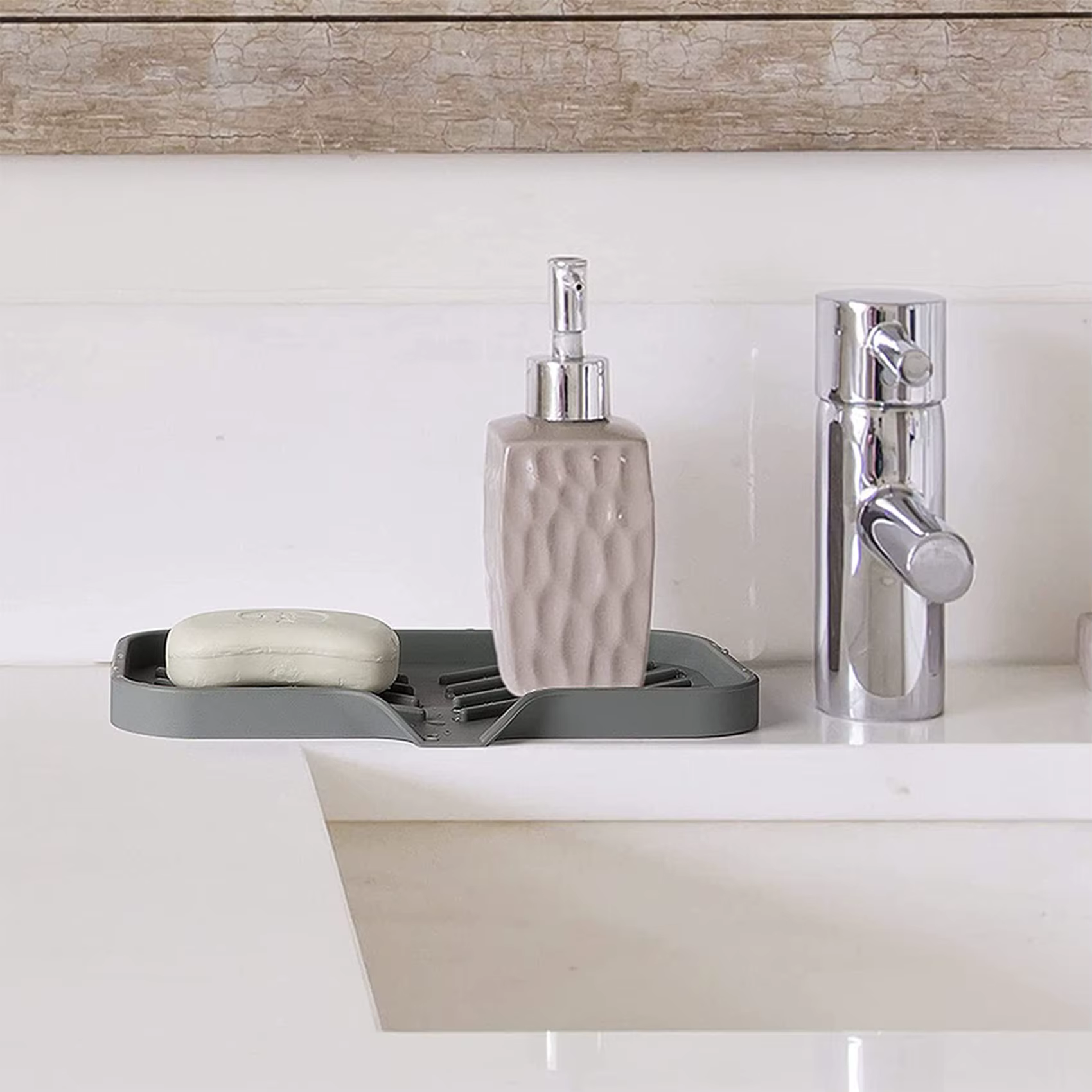 KYCOR-2X Plateau à savon de cuisine en silicone, support de rangement pour éponge et évier, idéal po