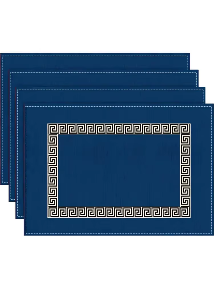 Napperons élégants en Polyester bleu pur, 4 pièces, Style Simple, adaptés aux Banquets de vacances, 