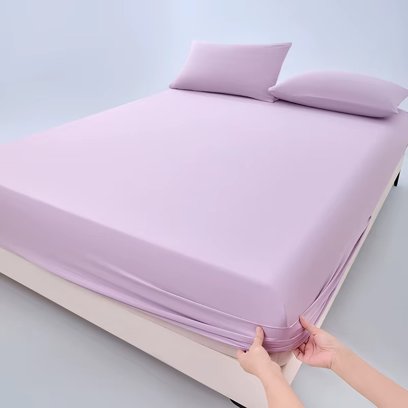 Drap-housse et taie d'oreiller en soie glacée pour lit simple ou double, sensation rafraîchissante, 