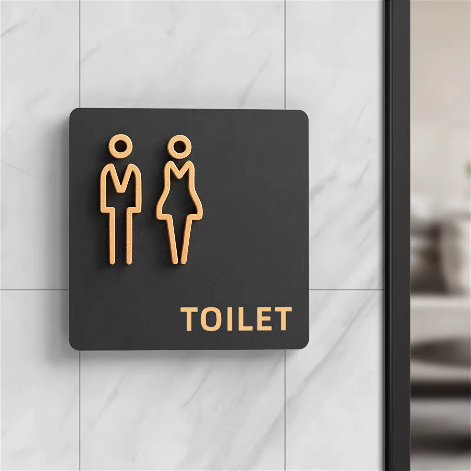 1 panneau de salle de bain suspendu pour toilettes/WC pour hommes et femmes, icône tridimensionnelle