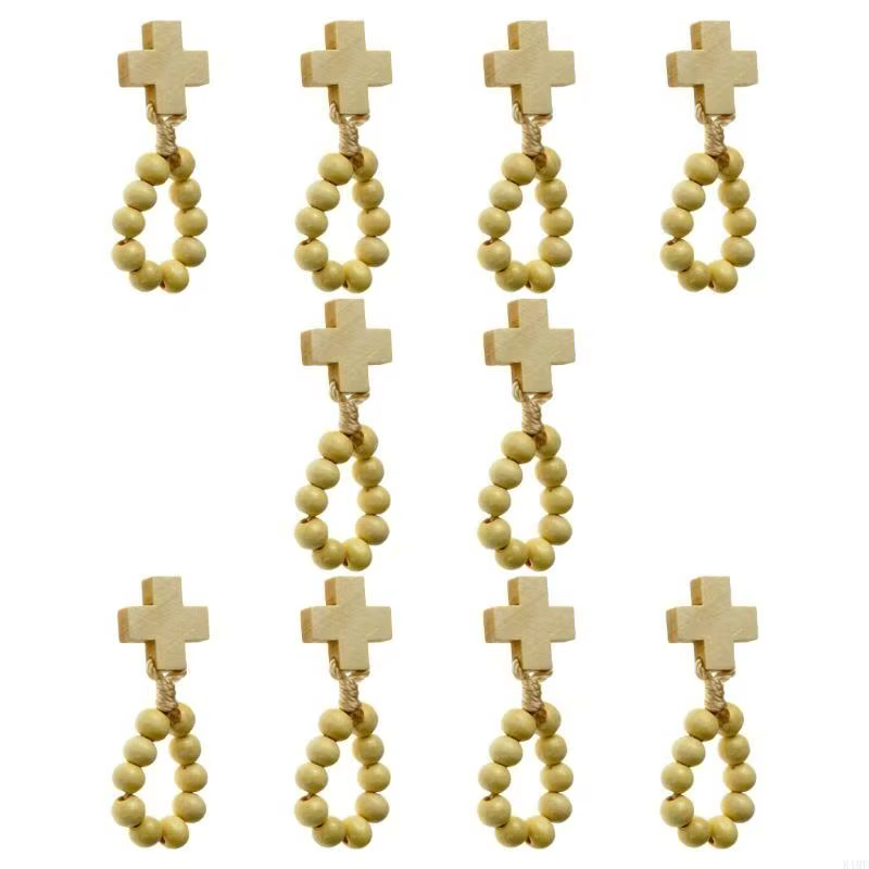 Chapelet religieux classique perles bois 8 mm avec croix pour usage quotidien cadeau