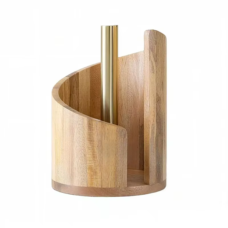 Porte-serviettes en papier en bois massif – Support décoratif pour rouleaux de serviettes de comptoi