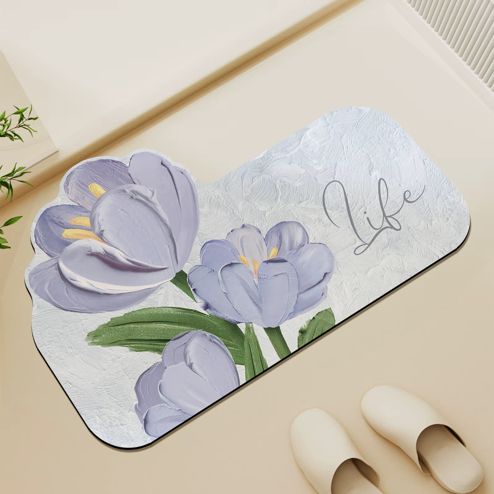 Tapis de sol antidérapant en caoutchouc pour salle de bain, tapis de sol absorbant l'eau à séchage r