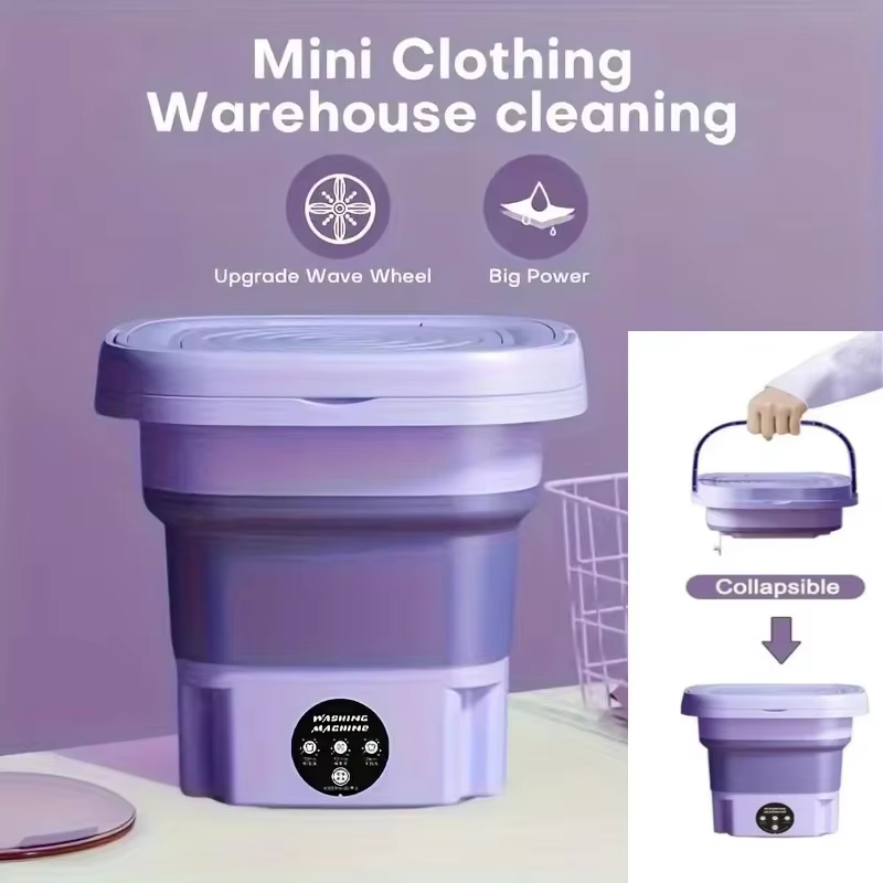 Mini machine à laver pliable 8L avec essoreuse, petite machine à laver portable pour chaussettes, so