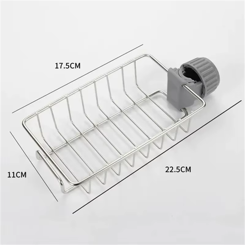 Égouttoir d'évier de cuisine en acier inoxydable, support de robinet de rangement d'éponge, égouttoi