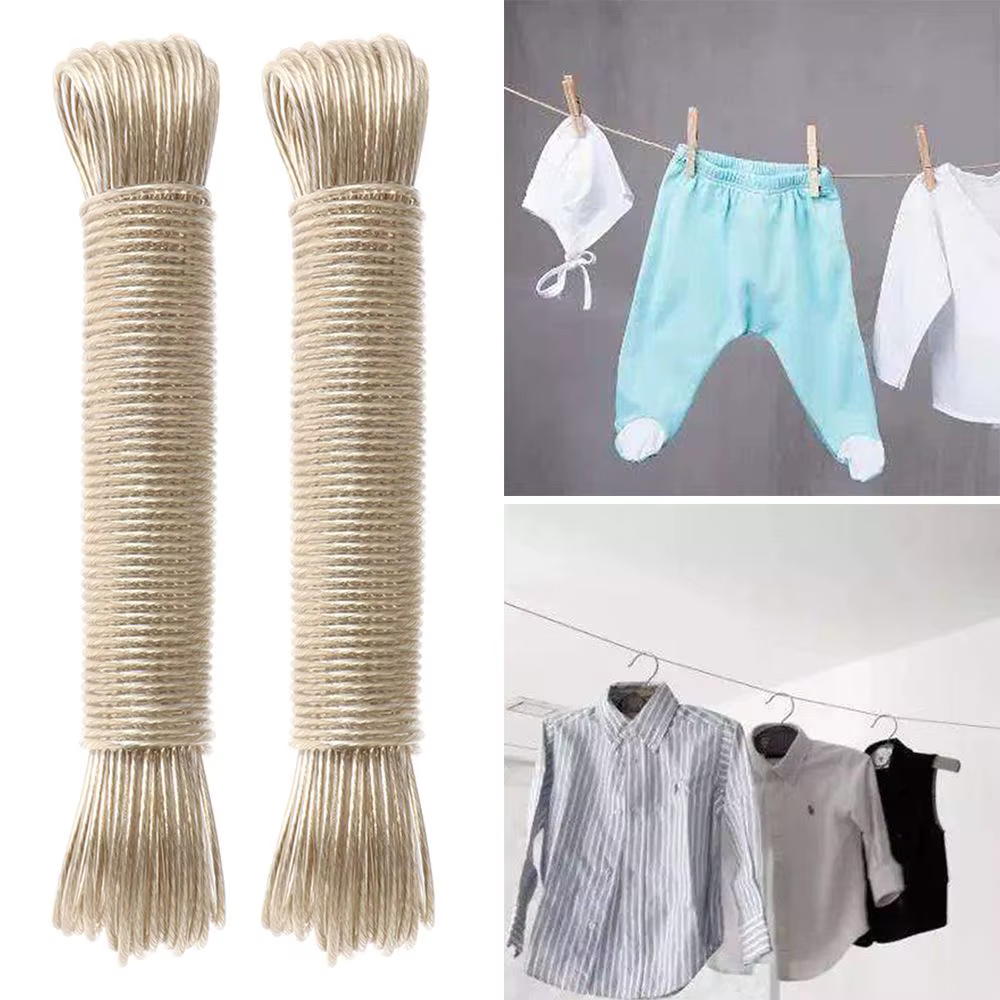 Corde à linge revêtue de plastique, sangle de rangement en acier solide, ligne de séchage du linge, 