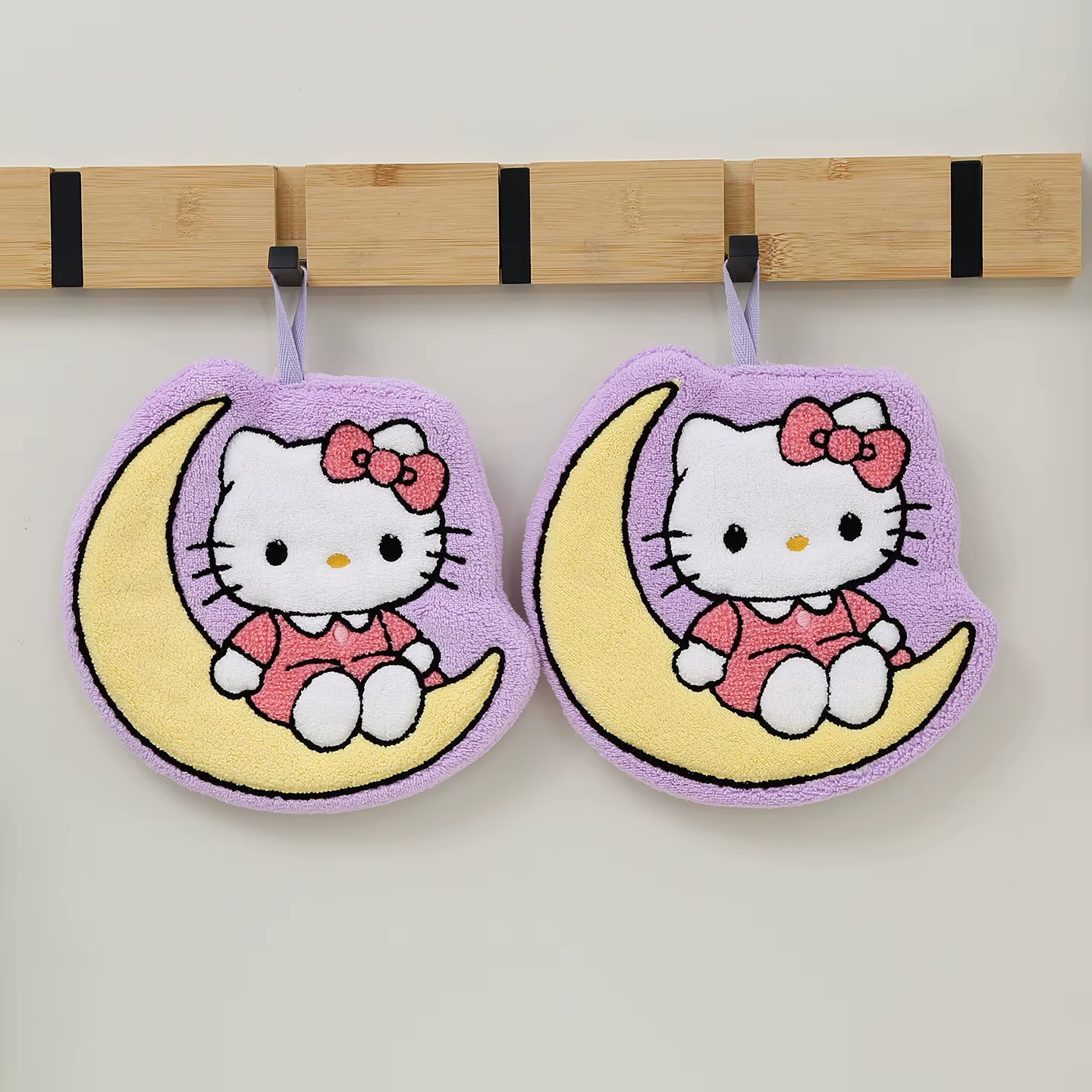 Serviette à main mignonne Hello Kitty, dessin animé Kawaii, pour cuisine, salle de bain, toilettes, 