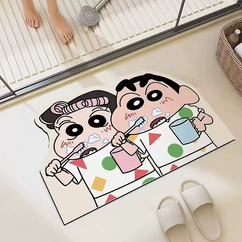 Tapis de salle de bain doux et confortable à séchage rapide, motif Crayon Shin-Chan, figurine d'anim