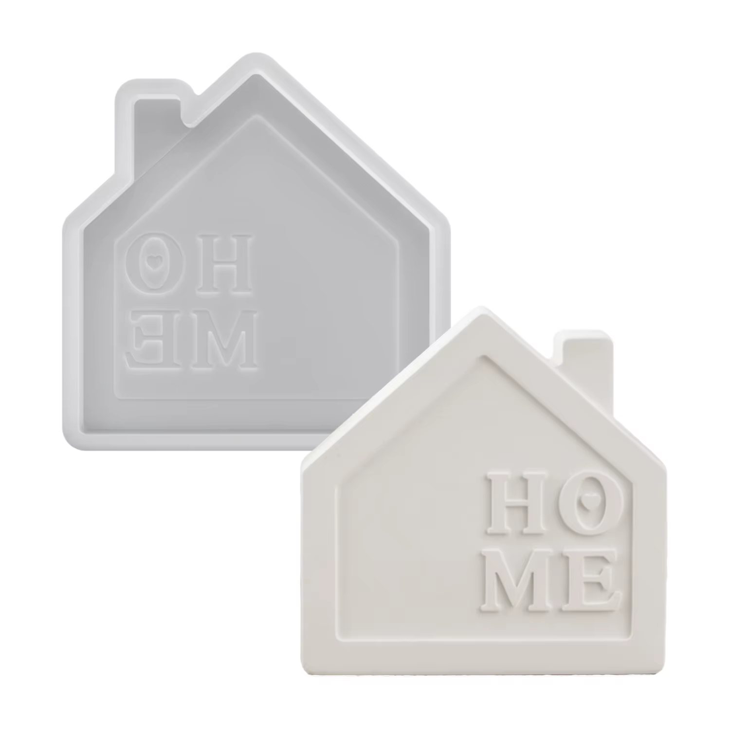 Moule en silicone pour résine, motif maison et lettre d'amour, idéal pour le moulage de plâtre/béton