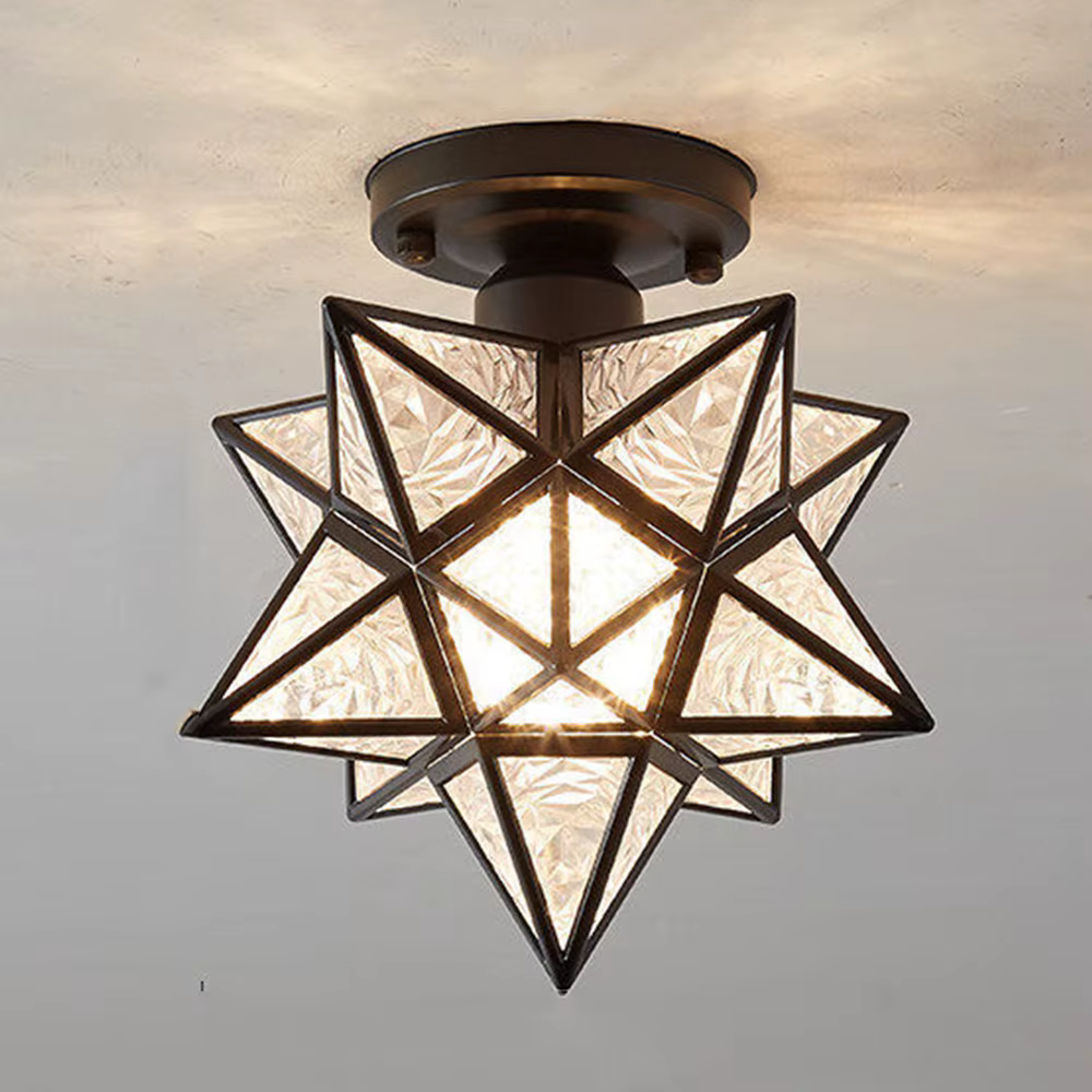 Pentagram-Plafonniers Étoiles Dorés Modernes, Lampe Déco, Couloir, Allée, Entrée, délégations, Salle