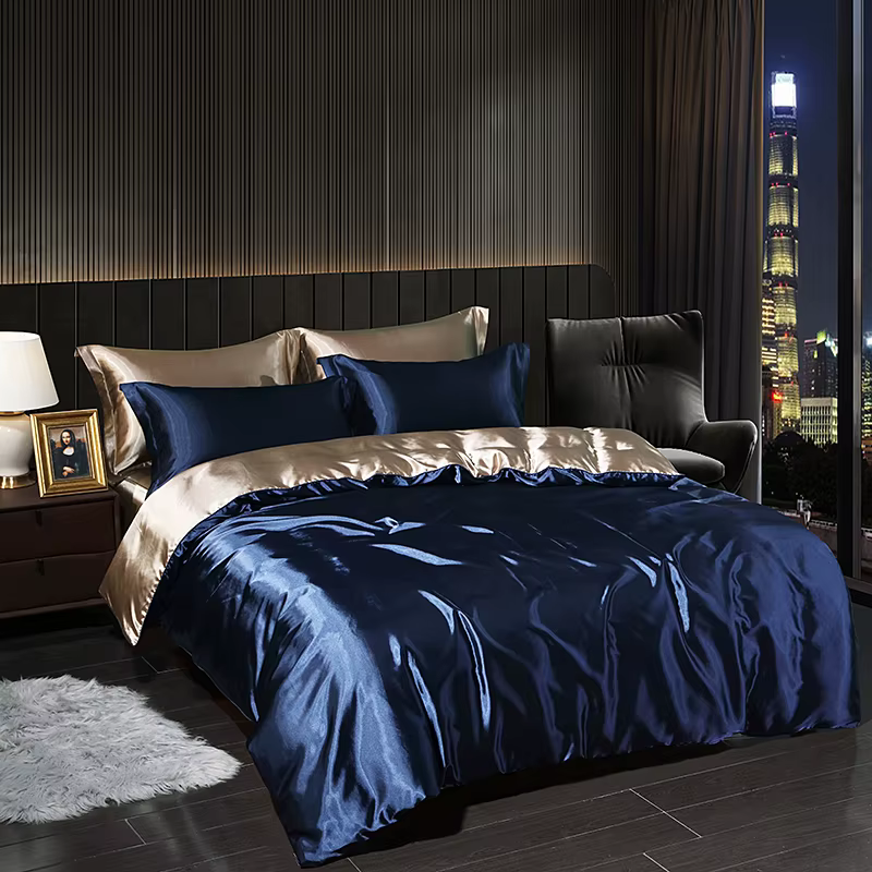 Ensemble de literie en satin de luxe avec drap plat, housse de athlon, haut de gamme, haute densité,