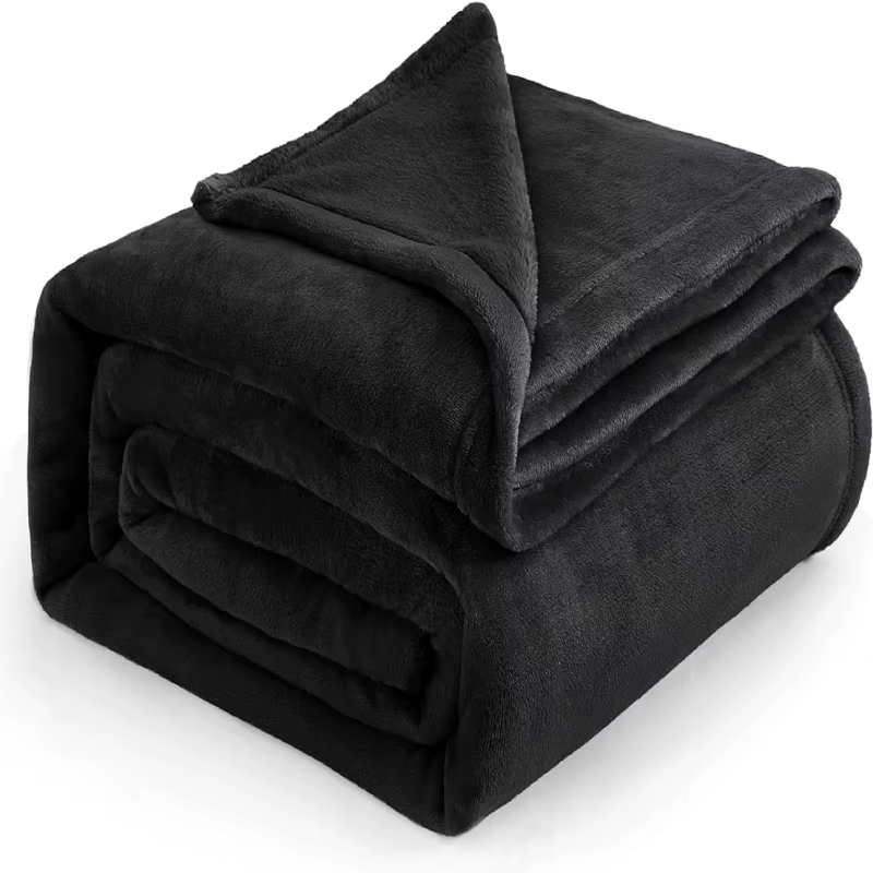 Couverture polaire Queen couverture noire-couverture de lit douce légère peluche floue confortable m