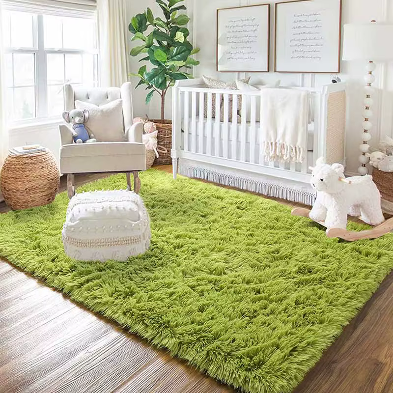 Tapis en fourrure noir doux pour chambre d'enfant, couverture de sol pour salon, chambre à coucher, 