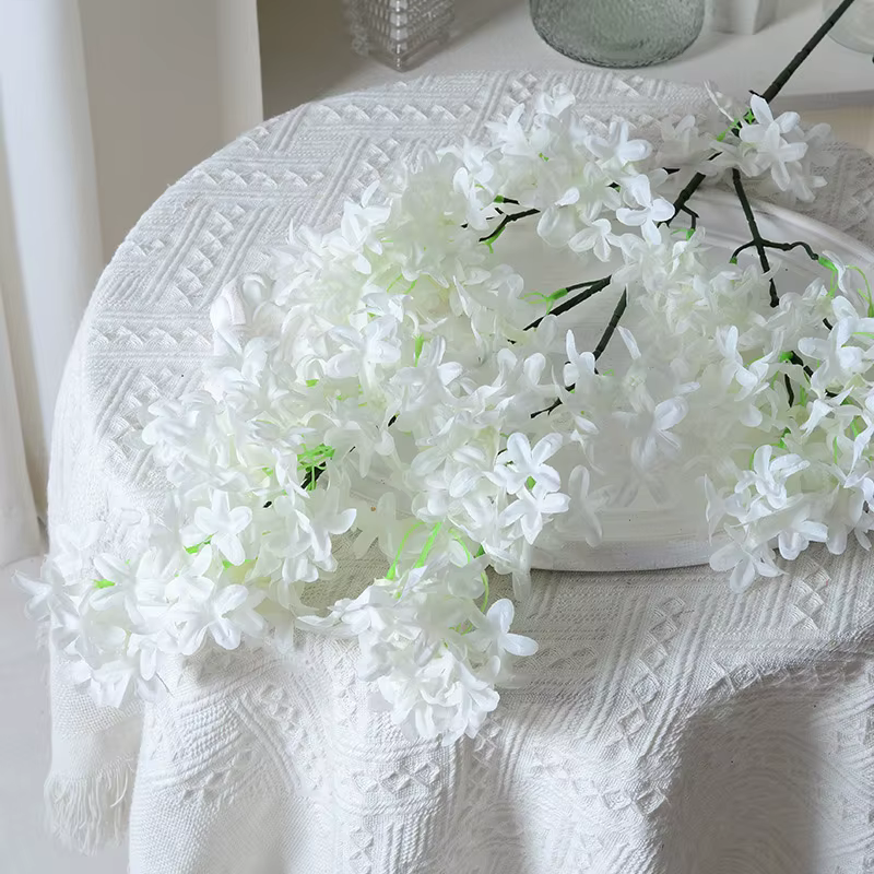 Tissu artificiel en soie lilas, pour maison, hôtel, plafond, route de mariage, arc de fleurs de ceri