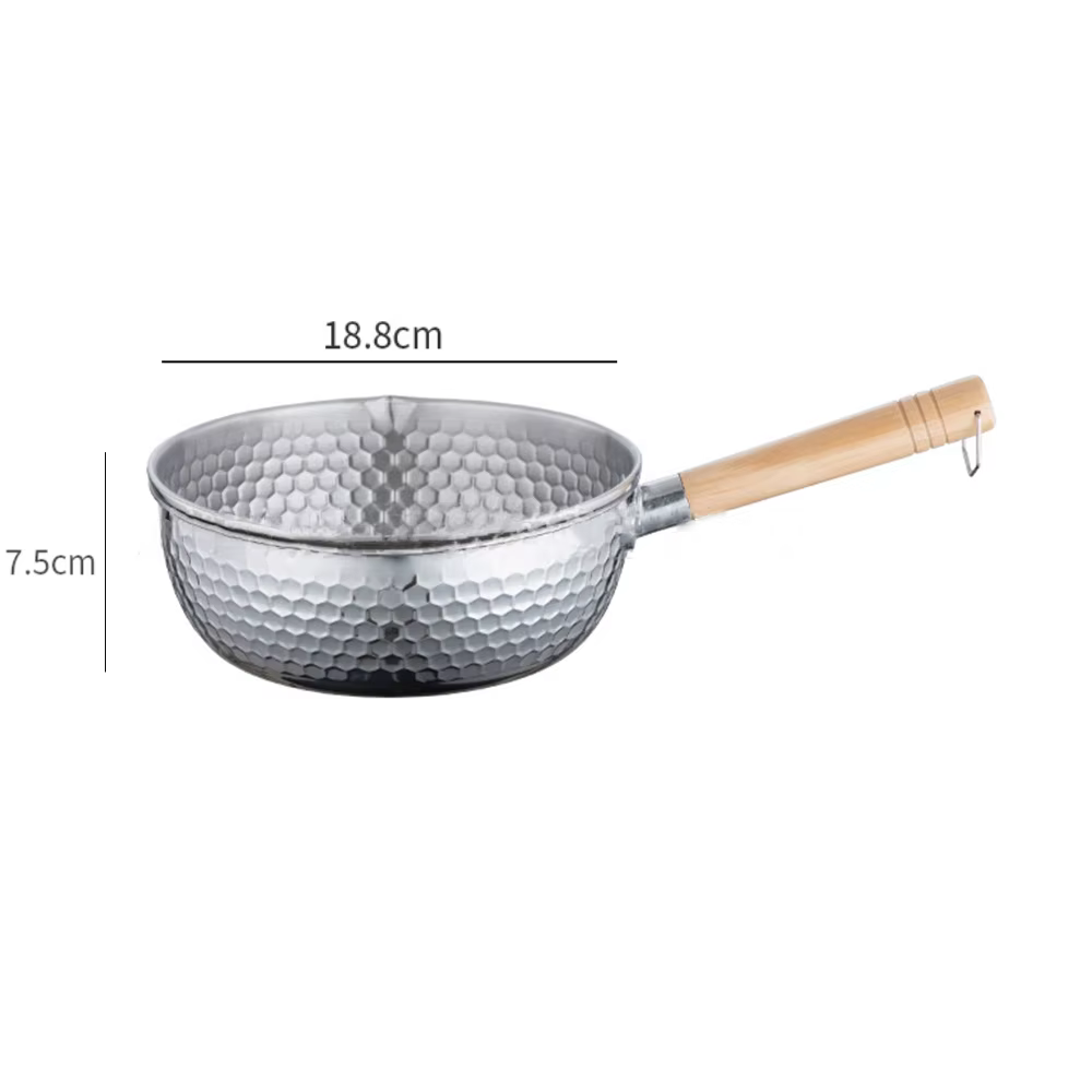 Pot à soupe en acier inoxydable 430, poêle à neige japonaise, Wok à frire, manche en bois, casserole
