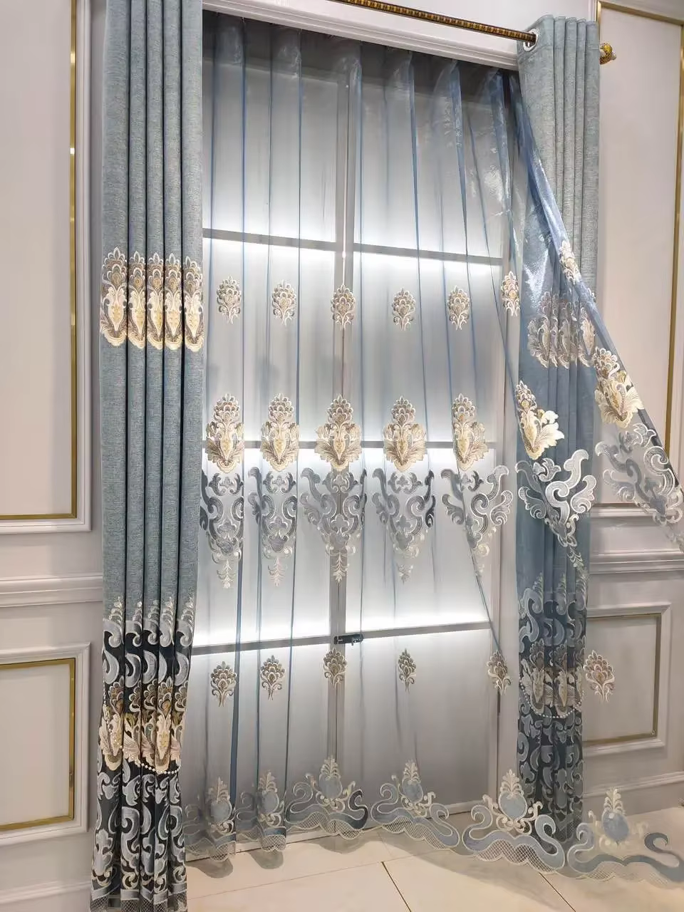 Rideau brodé de fenêtre française, pour salon, chambre à coucher, écran occultant nordique moderne e