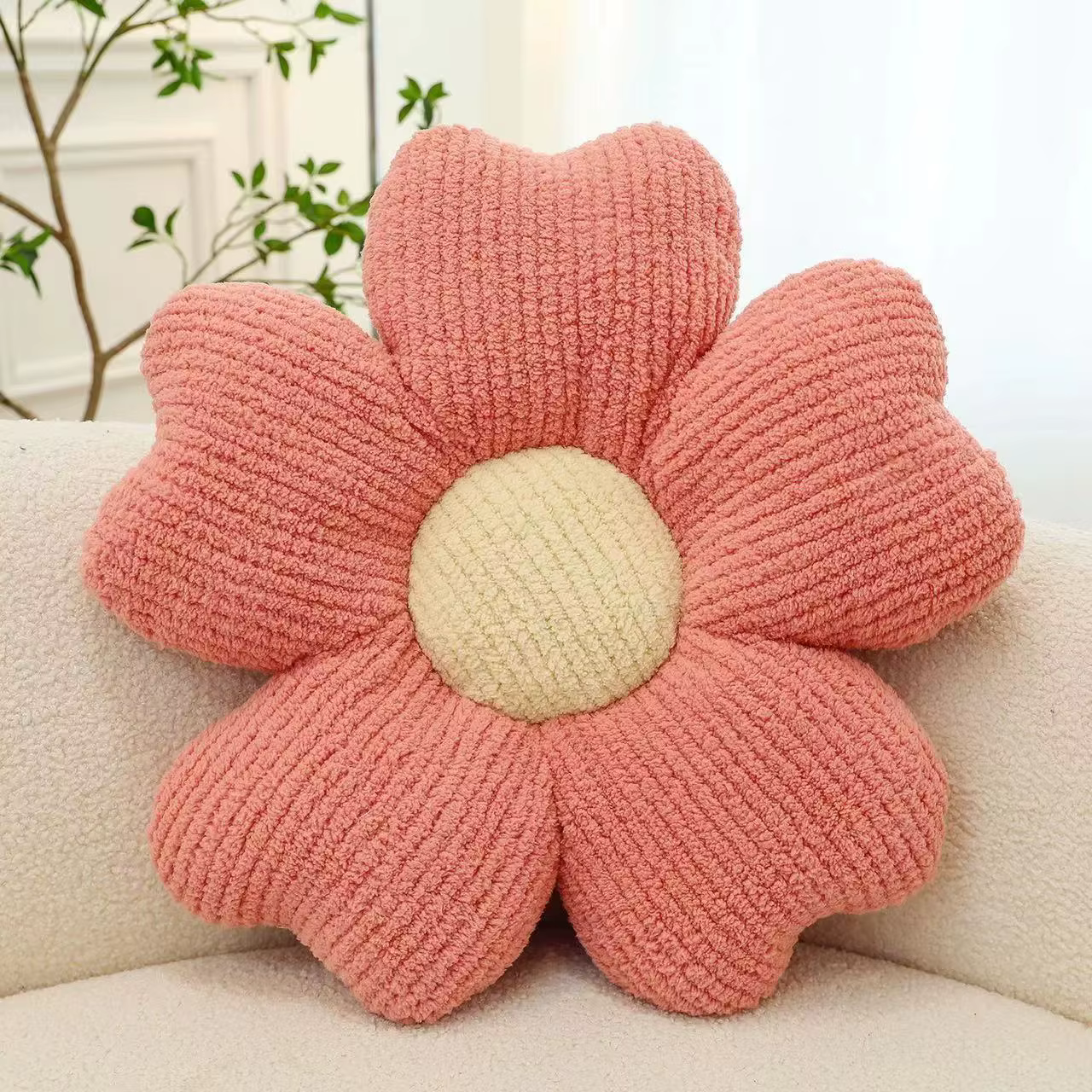 Coussin respirant à cinq pétales de fleurs, Macaron frais, coussin décoratif pour canapé de maison, 