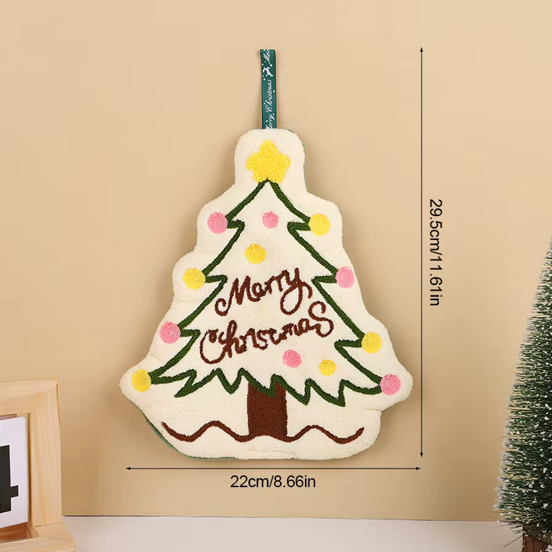 Serviette de noël en forme d'homme en pain d'épice, bonhomme de neige, en molleton de corail, décora