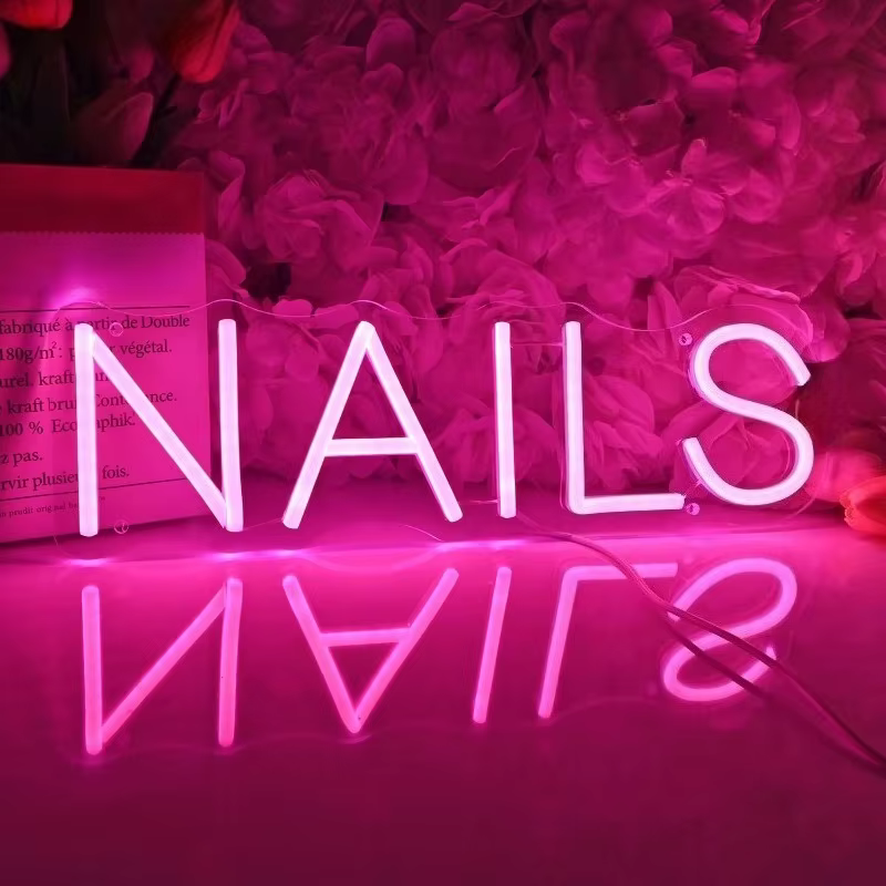 NAILS Enseigne au néon pour ongles Spa Salon de beauté Studio LED Décoration murale Insignes pour ma