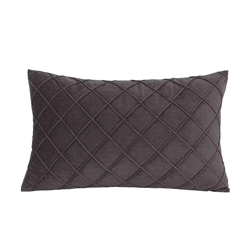 Housse de coussin grise pour canapé salon 30x50, taie d'oreiller en velours doux pour chambre à couc