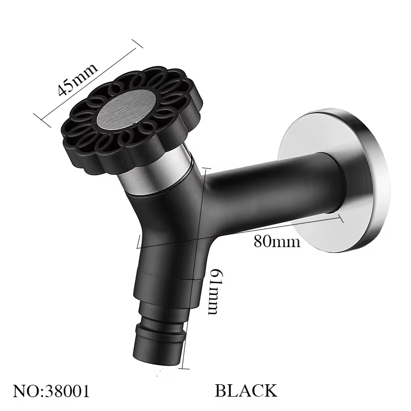 Robinet de cuisine en acier inoxydable noir, robinets d'eau de piscine, nettoyeur de jardin extérieu