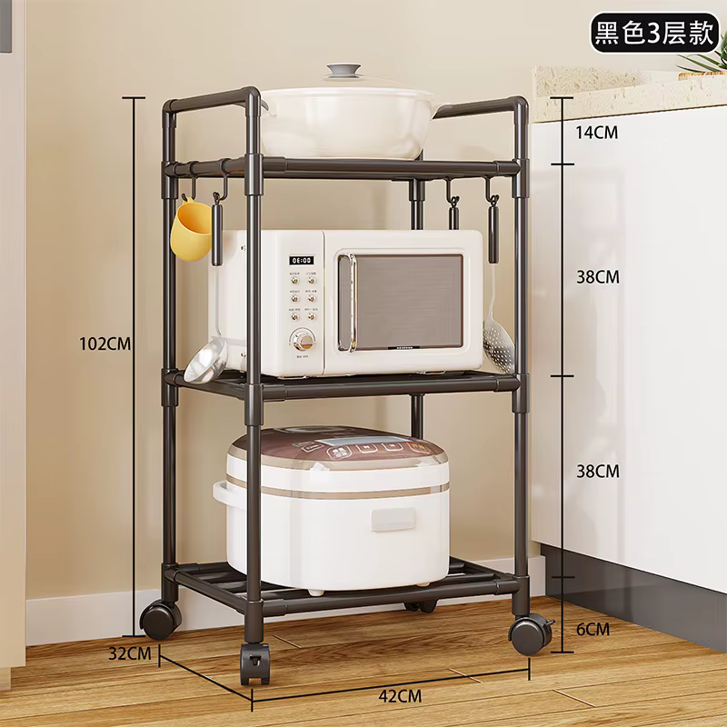 Étagère de cuisine en métal pour voiture, chariot de Service utilitaire, chariot de rangement avec r