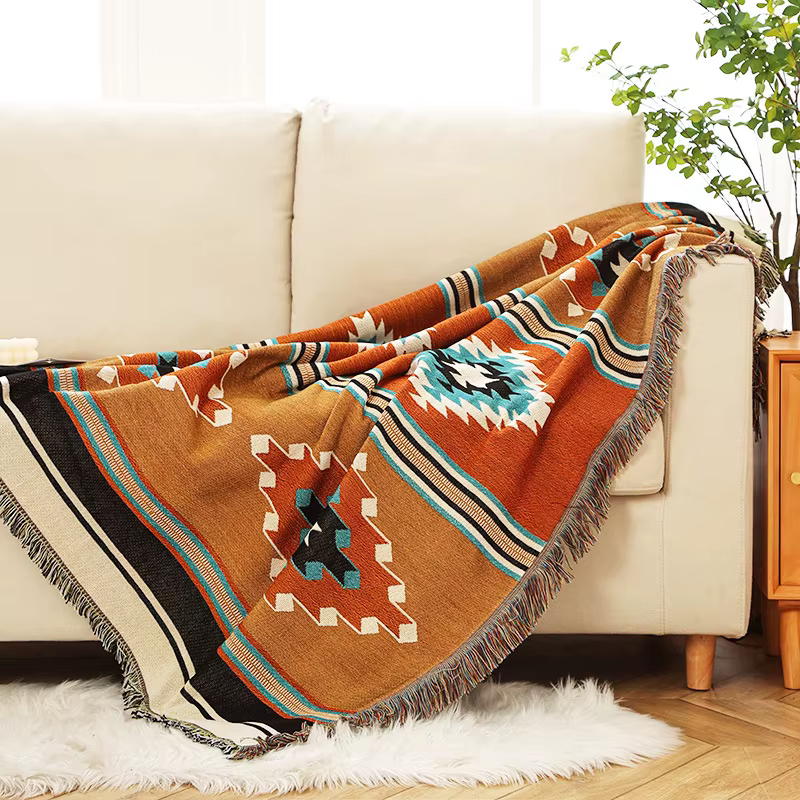 Couverture de jet bohème pour lits, couverture de camping en plein air, housse de canapé, serviette 