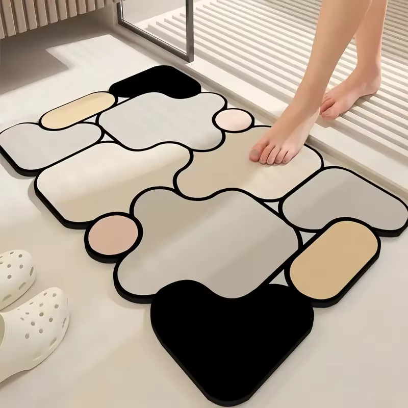 Tapis de sol absorbant de boue de diatomée de salle de bains de forme spéciale, tapis de pied antidé