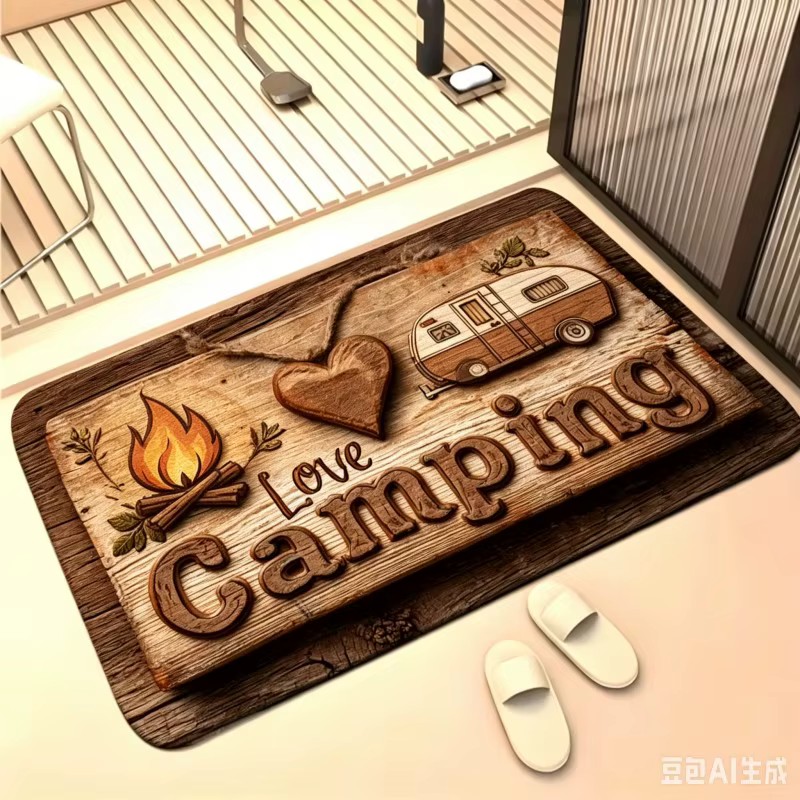 Tapis d'entrée vintage pour camping-car, tapis de sol rétro pour caravane, décoration pour l'aventur