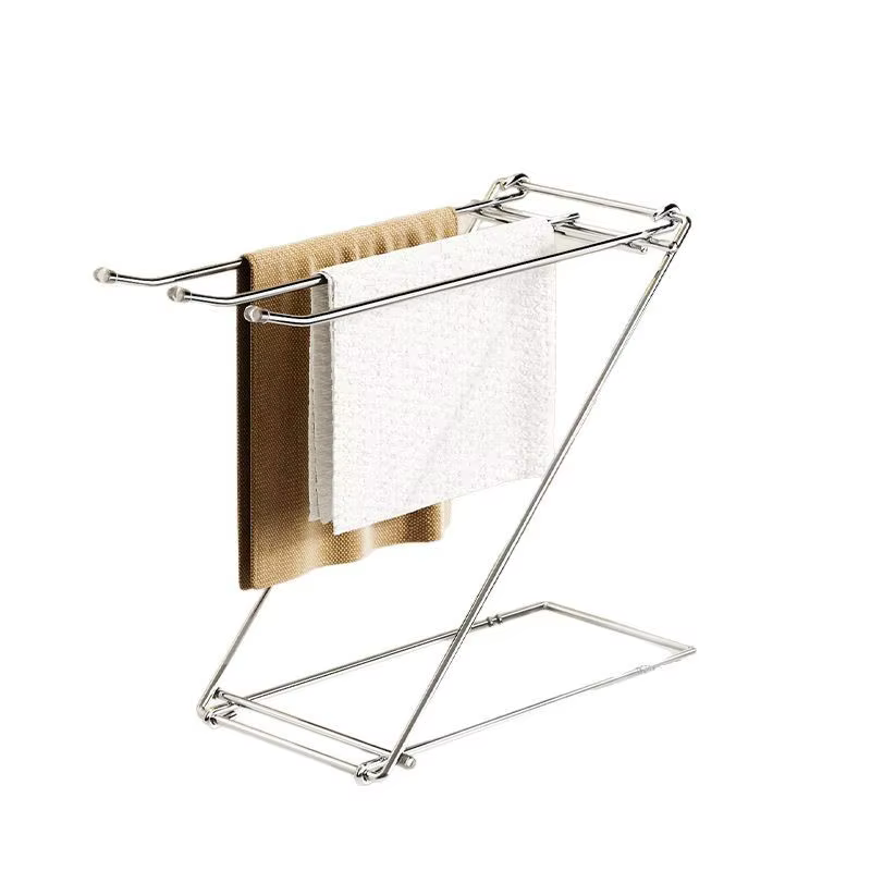 Support à serviettes pliable en forme de Z HeMu, porte-serviettes de comptoir en acier inoxydable po
