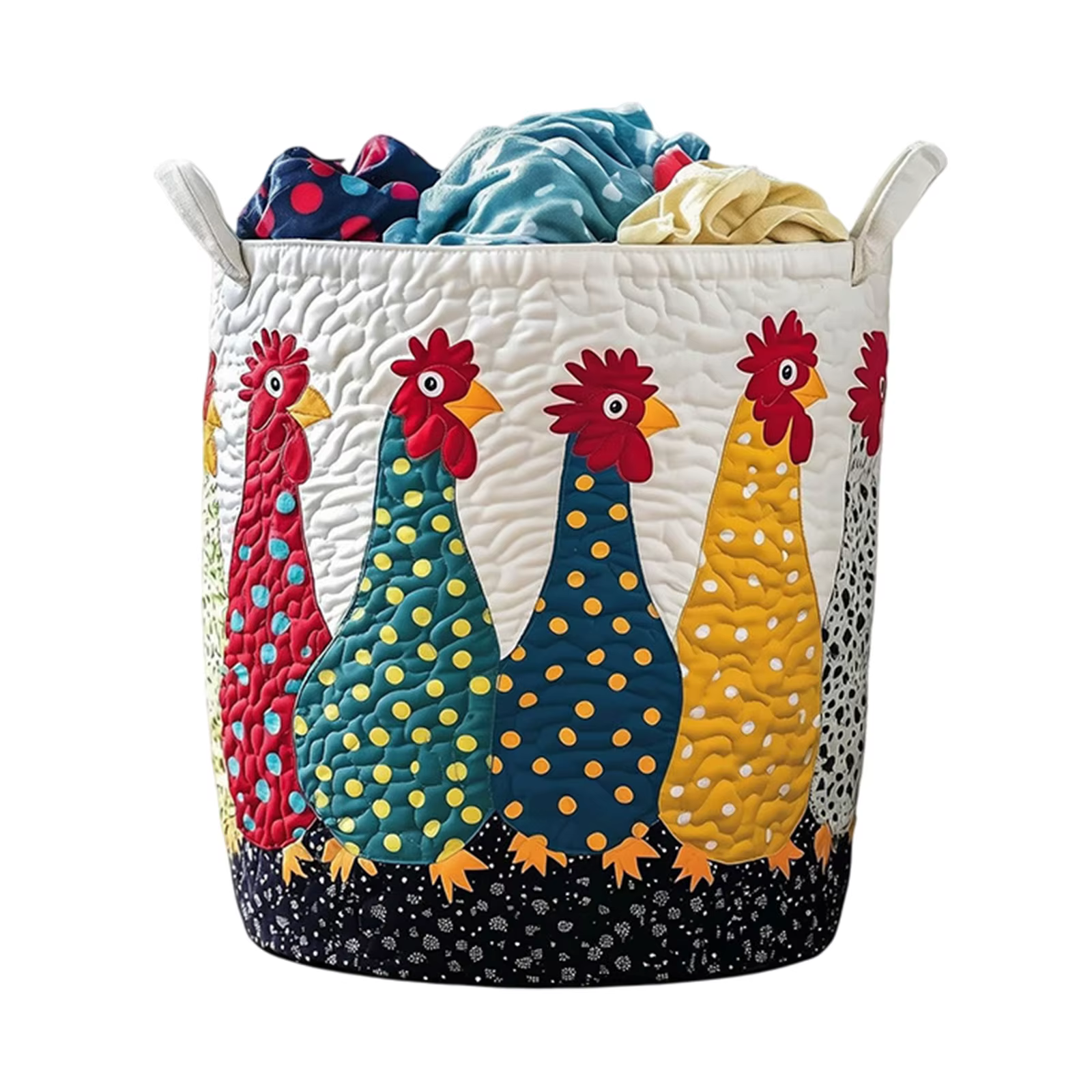 Panier à linge matelassé bohème en tissu floral avec poignée, panier de rangement portable pour vête
