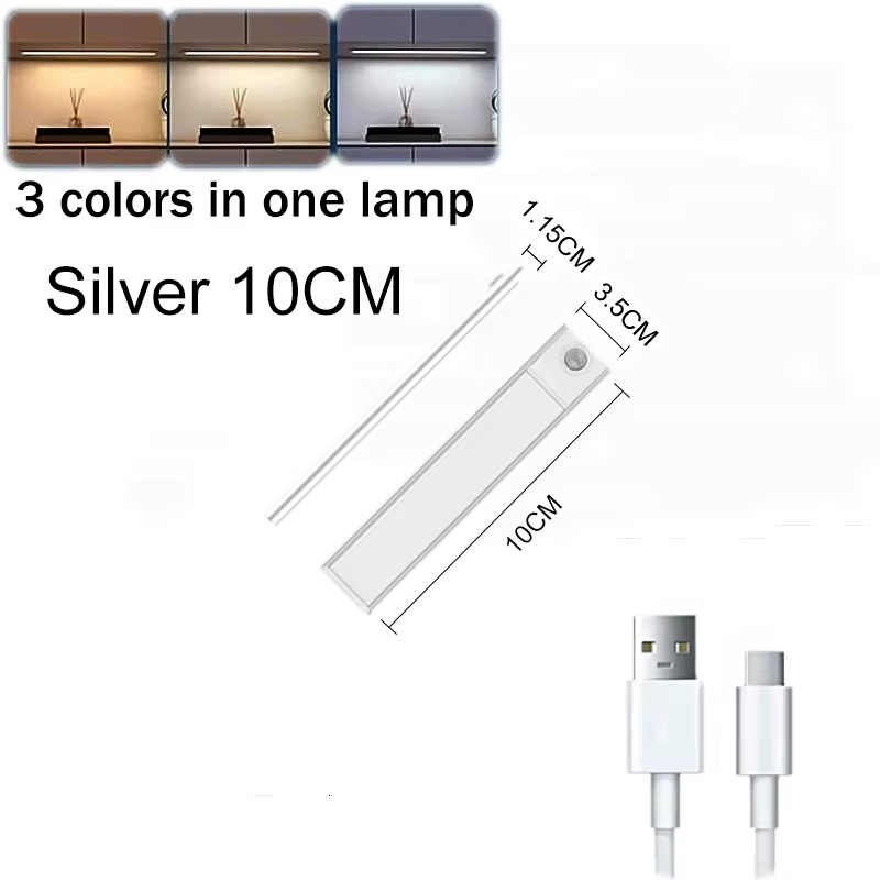 Capteur de mouvement LED sans fil sous-meuble lumière USB Rechargeable Induction lampe de nuit bande