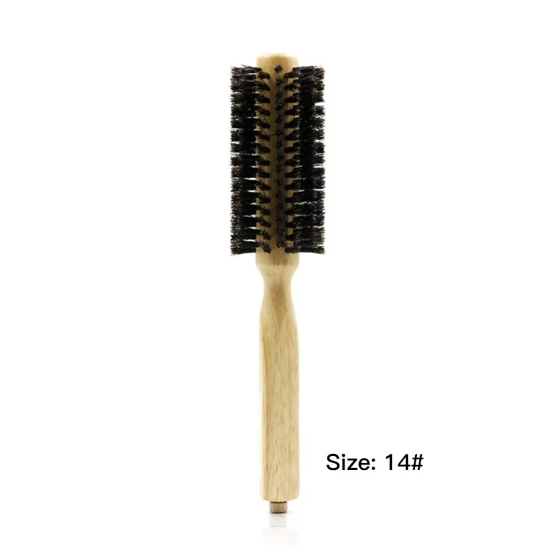 Professionnel 6 tailles Salon de coiffure manche en bois poils de sanglier brosse ronde queue amovib