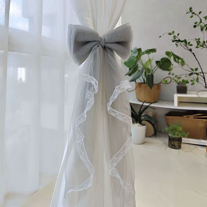 Clip d'embrasse de rideau en dentelle, nœud papillon, ceinture attachée, mode salon fenêtre, sangle 
