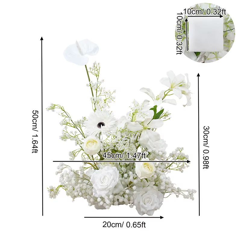 Blanc Lily Babysbreath orchidée décor mariage toile de fond accrocher Arrangement Floral allée sol F