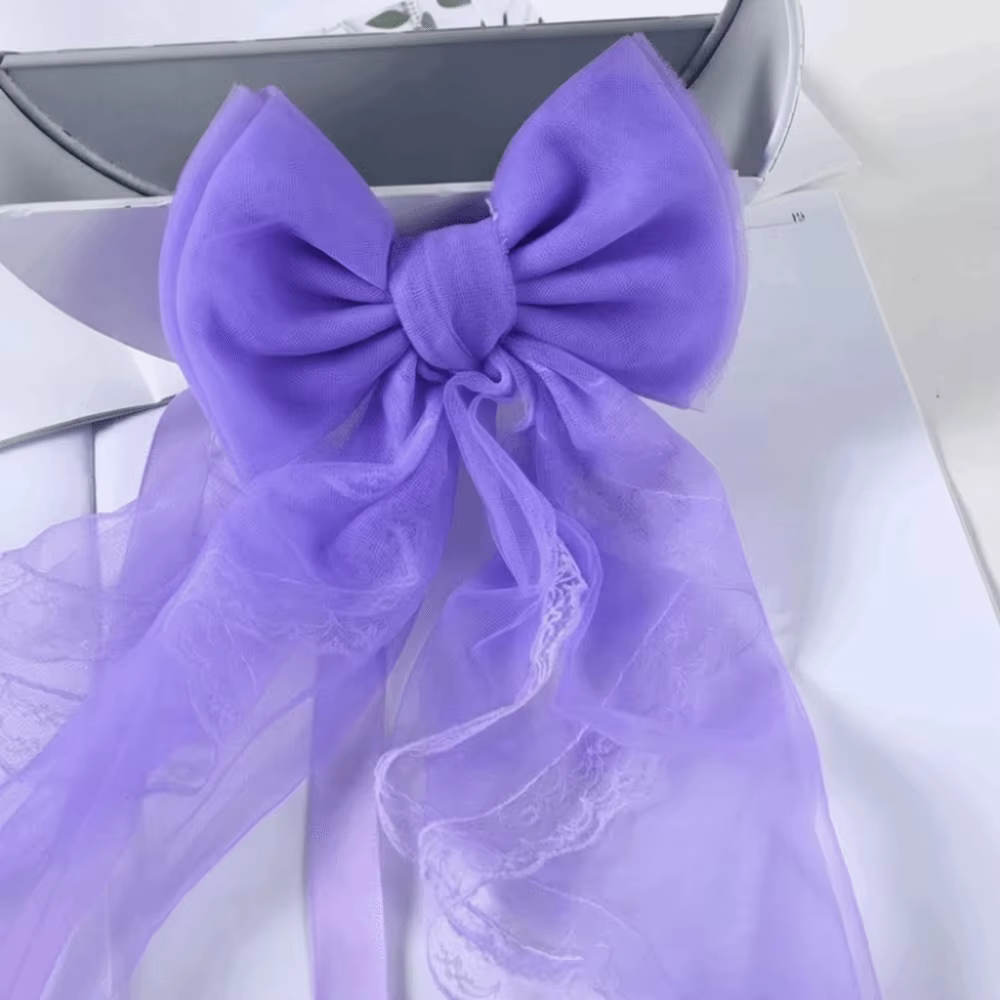 Attaches de rideaux élégantes en dentelle, style rêveur, couleur unie, avec cordon de fixation et nœ