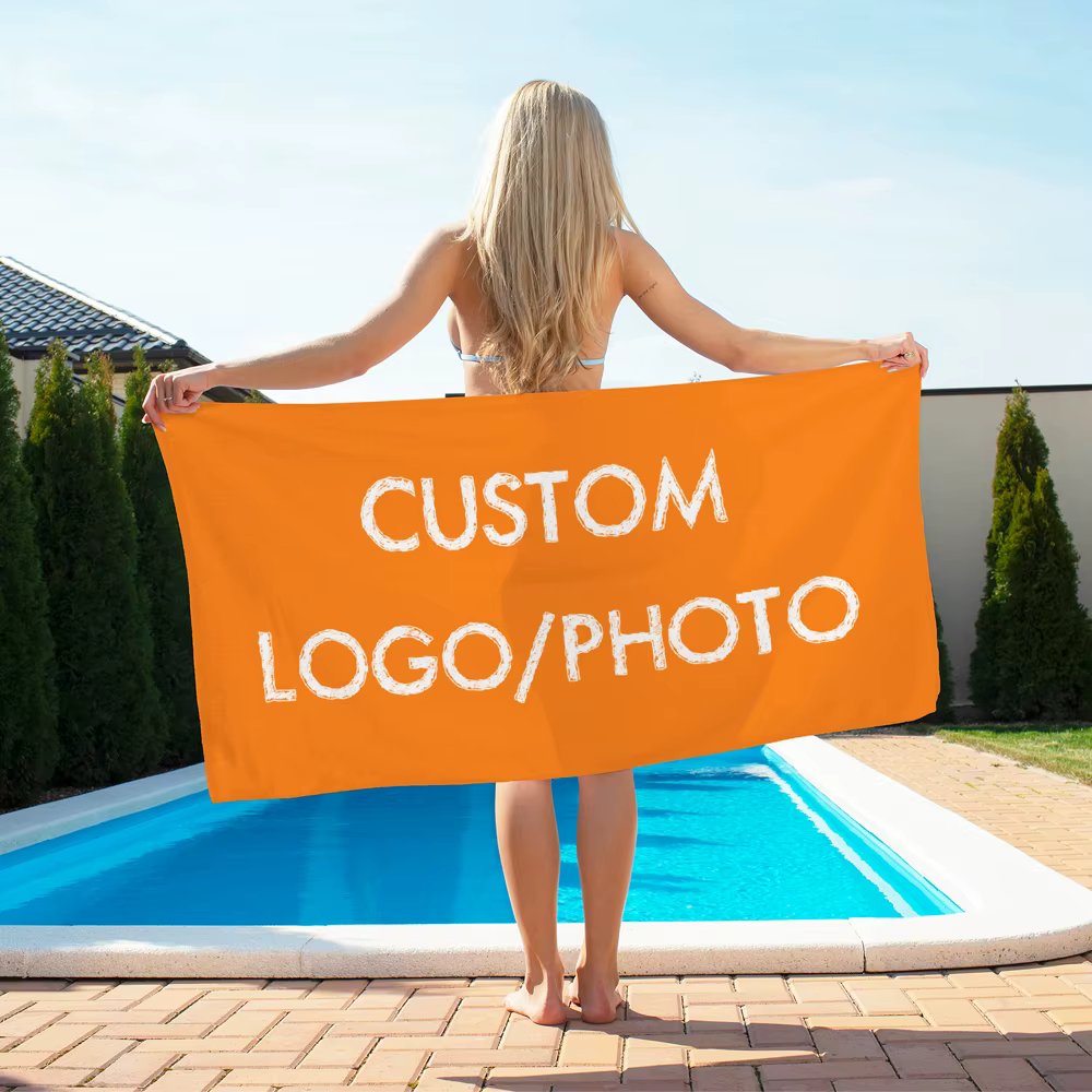Serviette de plage avec Photo avec Logo personnalisé, serviette d'été pour salle de bain, cadeau de 